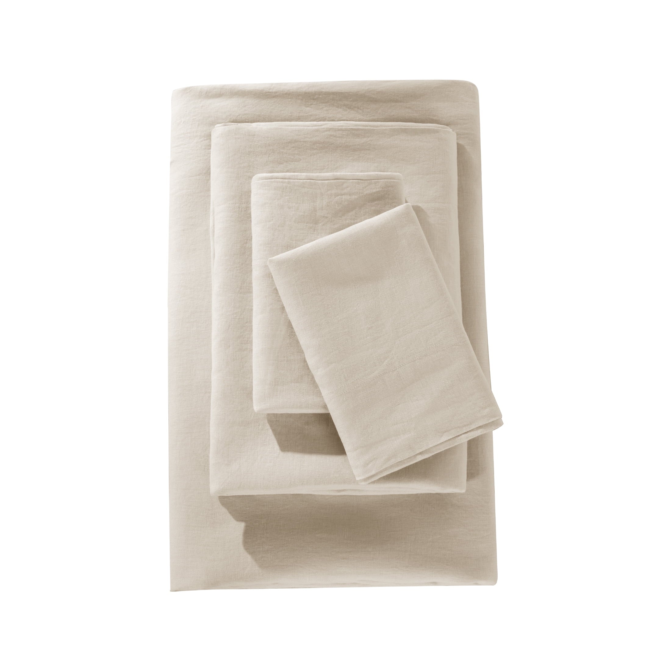 Natural Linen Cotton Bed Sheets Set, Deep Pocket - Breathable - Durable - 4 Pieces (Linen, Queen) - Image 6