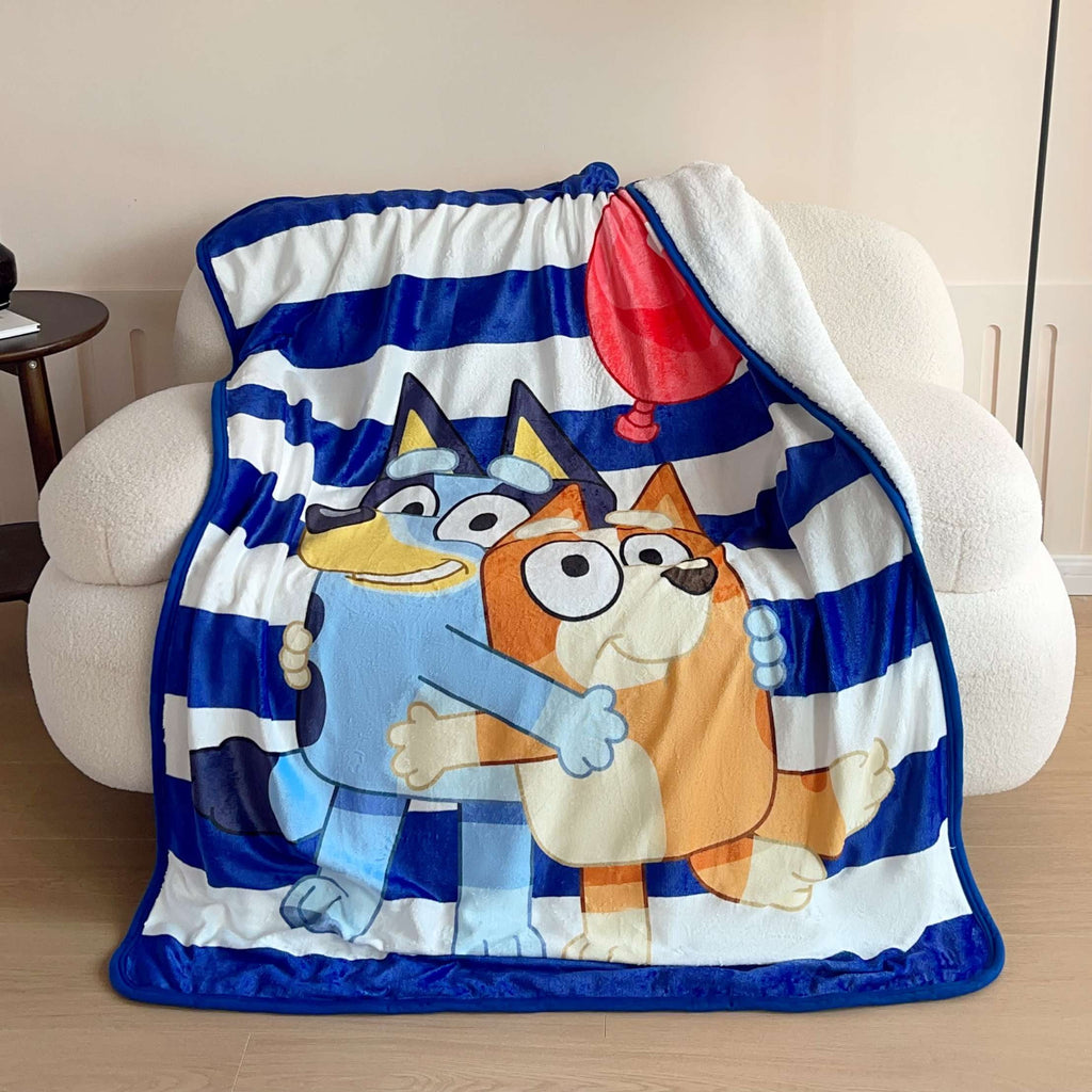 Bluey Happy Hugs Kids Silk Touch Throw Blanket with Sherpa Reverse, 46 x 60 inches Blue – Soft Plush Fleece Throw Blanket - Image 2