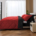 HIG 7 Piece Reversible Queen Comforter Set - Red Quilted Down Alternative Bedding All Season Super Soft Microfiber Bed in a Bag Includes She - Image 2