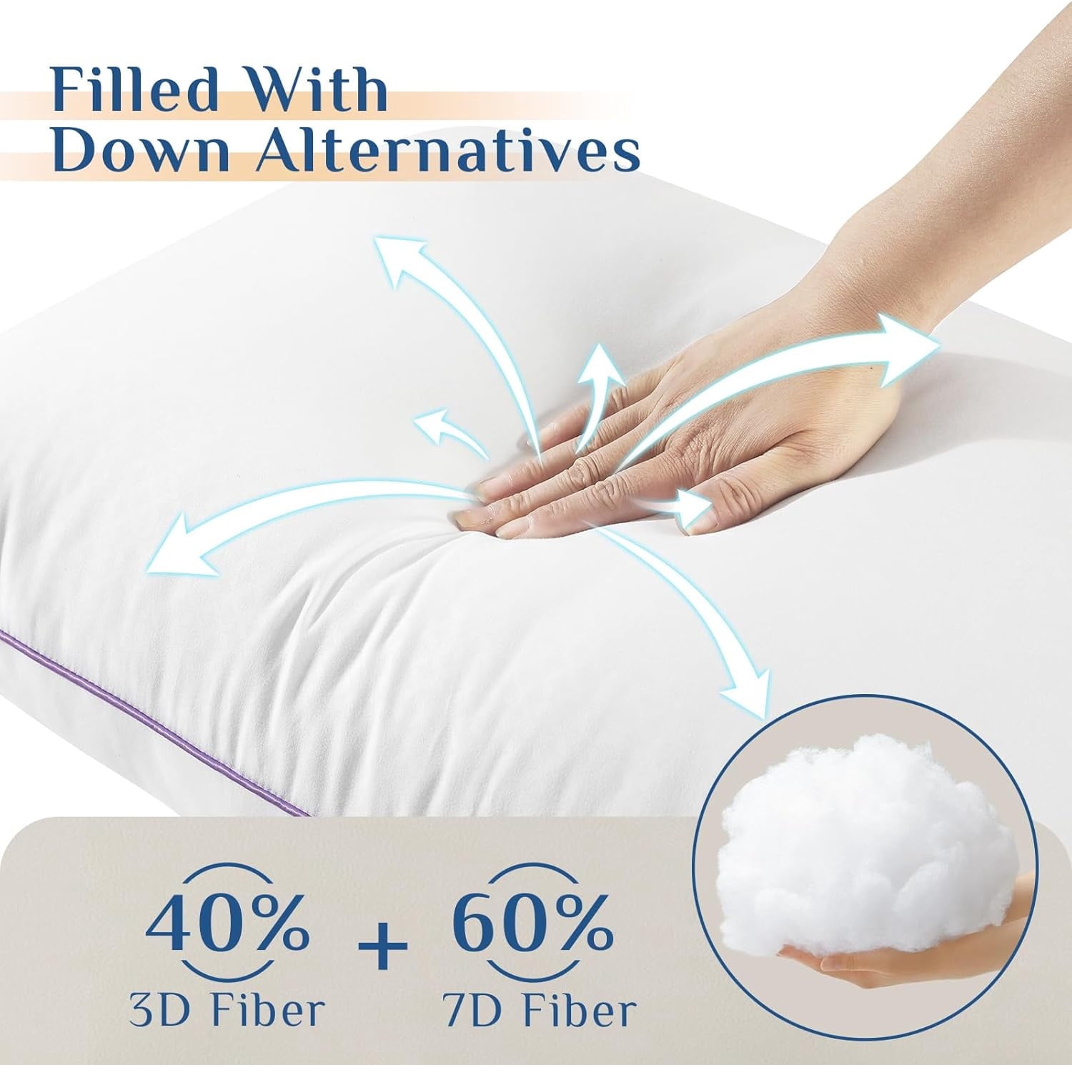 Set of 4, Cooling and Supportive Bed with Super Soft Down Alternative Fill, Luxury Fluffy Hotel Quality for Side, Bac... - Image 3