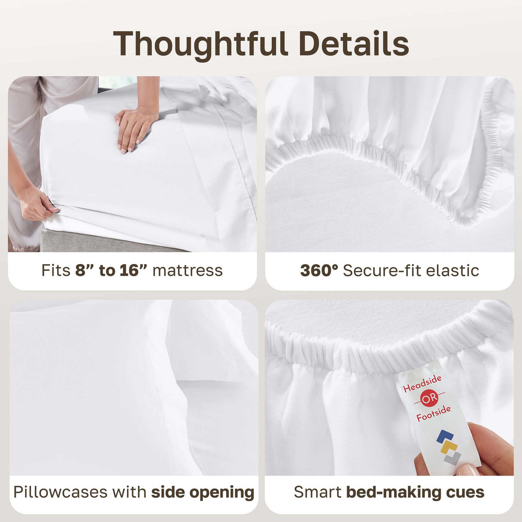 California Design Den 100% Cotton Queen Sheets Set - 600 Thread Count 100% Cotton Sheets Queen, Sateen Deep Pocket Adult/Teen 4 Piece Bed Sh - Image 5