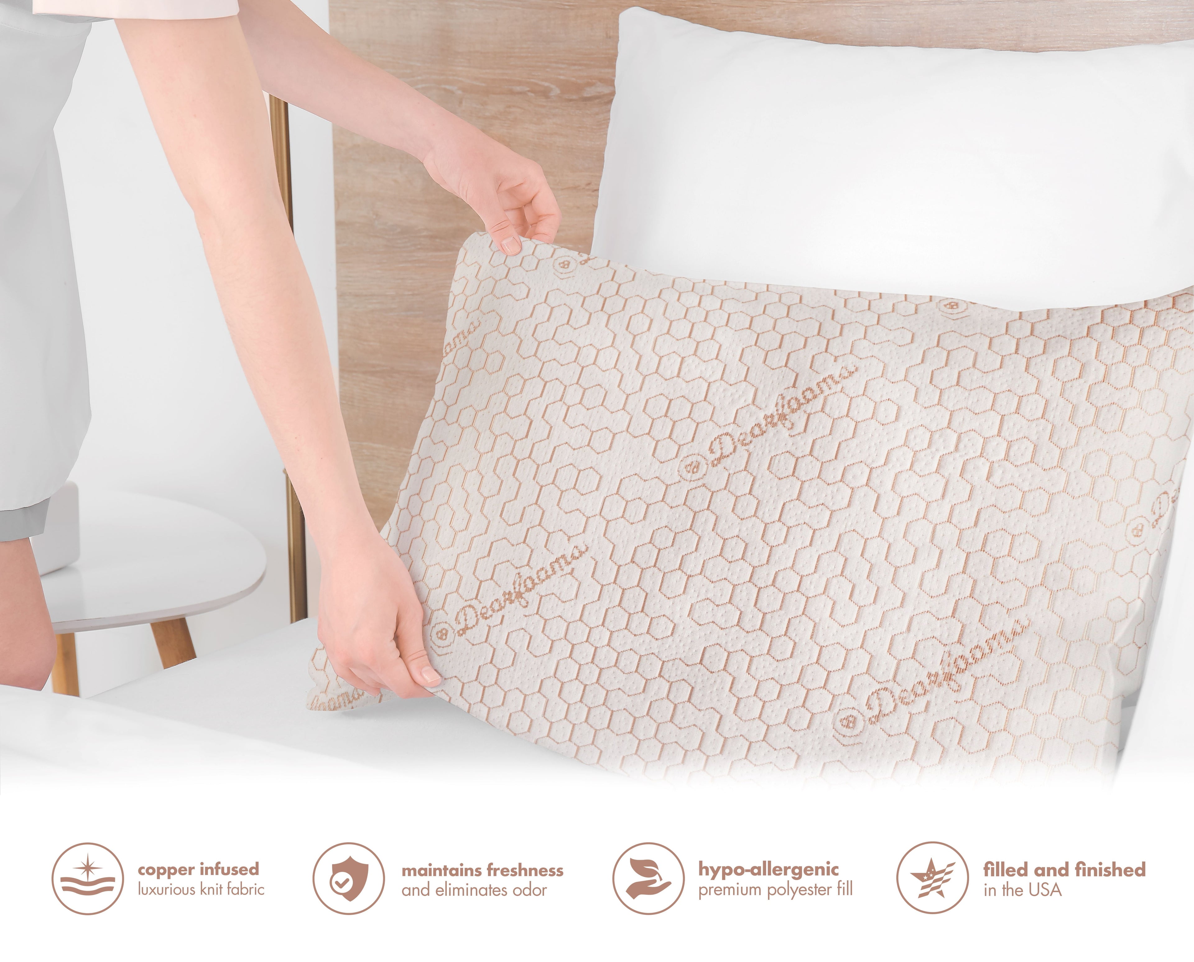 Cozy Copper Infused Bed Pillow Standard, White - Image 3