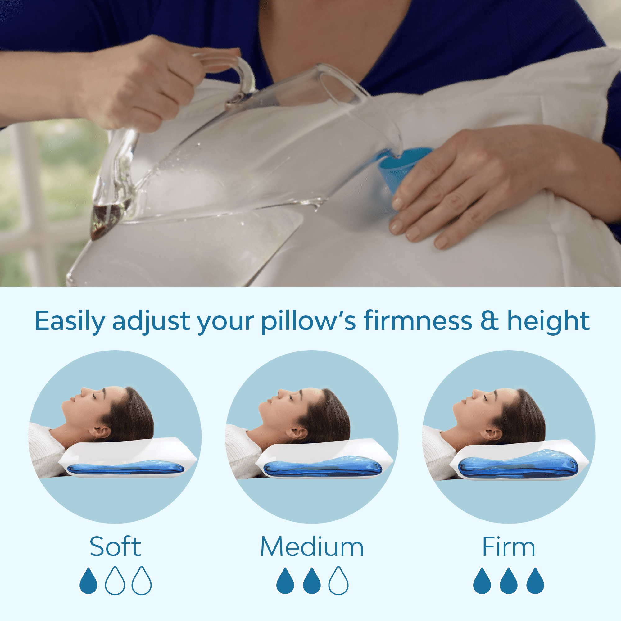 Fiber Water Pillow: Adjustable Pillow for Neck Pain Relief, Pillow for Side, Back, and Stomach Sleepers, The Original... - Image 6