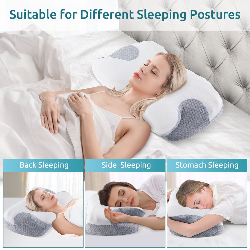 Cervical Memory Foam Pillow Neck Bed Pillow for Pain Relief Sleeping, Ergonomic Orthopedic for Side Back and Stomach ... - Image 3