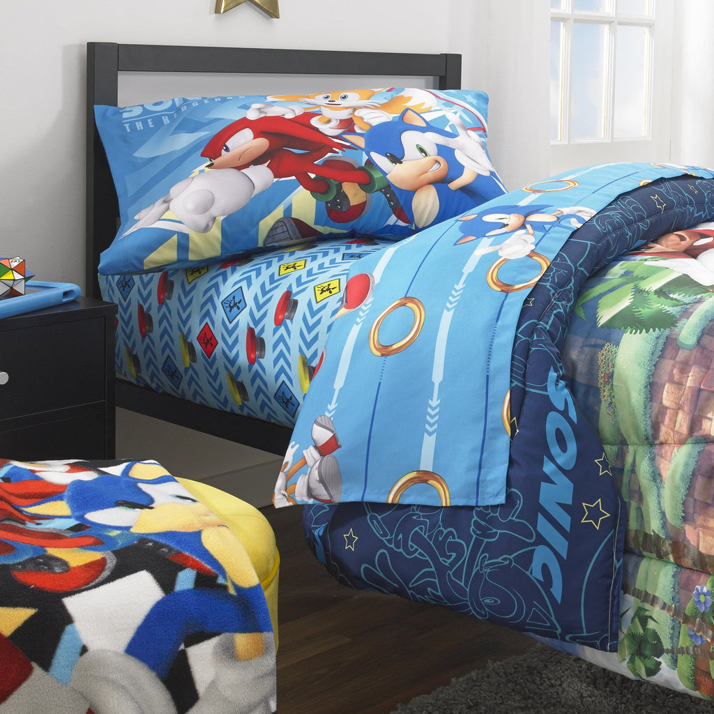 Sonic the Hedgehog Kids 2 Piece Blue Green Reversible Comforter and Pillowcase set, Twin/full - Image 5
