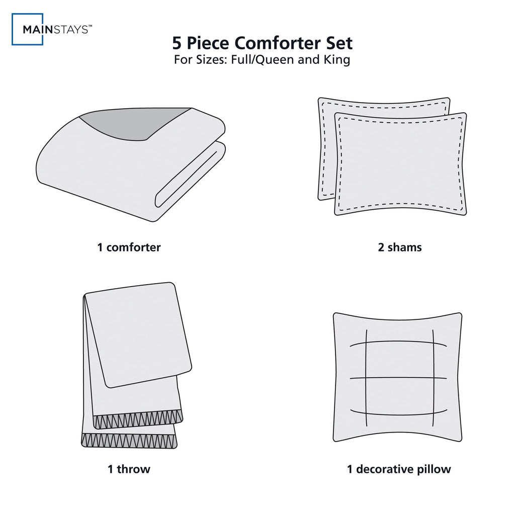 5-Piece Papyrus Beige Waffle Comforter Set, Full/Queen - Image 3