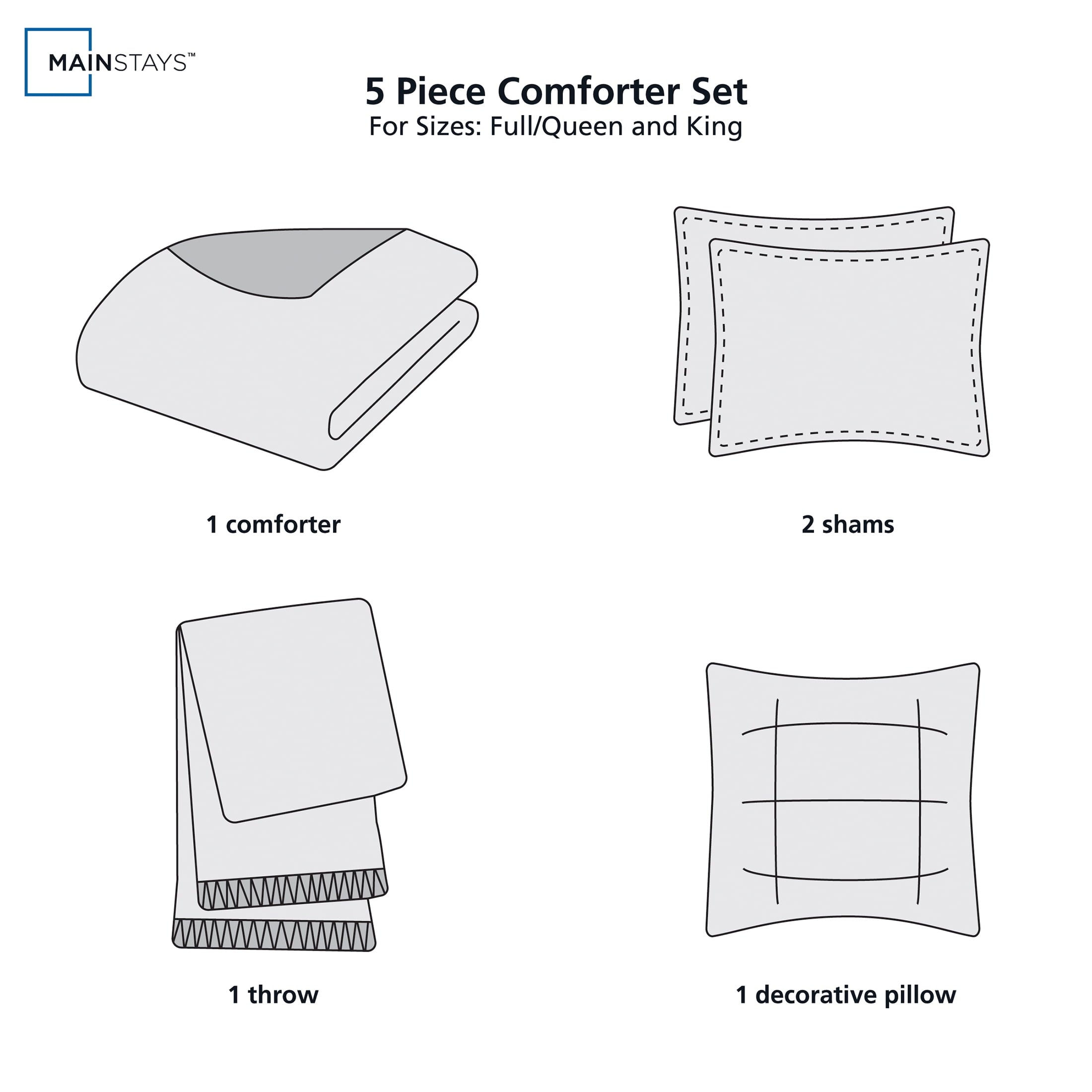 5-Piece Papyrus Beige Waffle Comforter Set, Full/Queen - Image 3