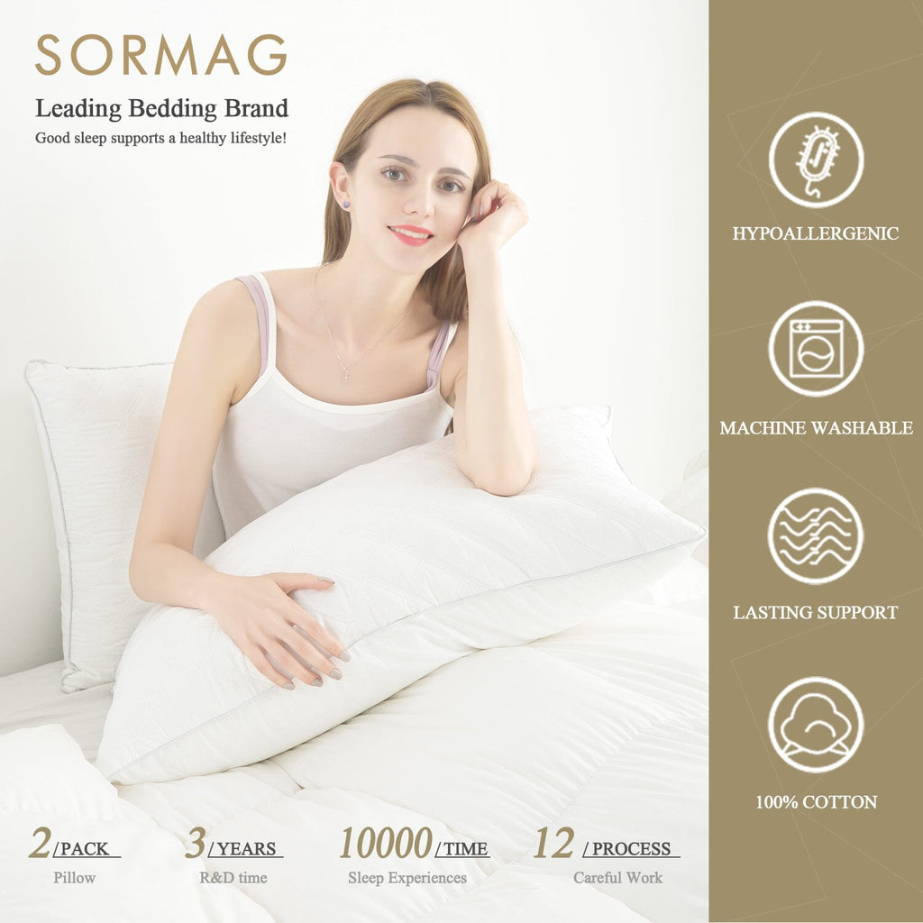 Bed Pillows Queen Size Set of 2 Pillows for Bed 2 Pack Cooling Hotel Collection Down Alternative Pillows 20 x 30 inches - Image 3