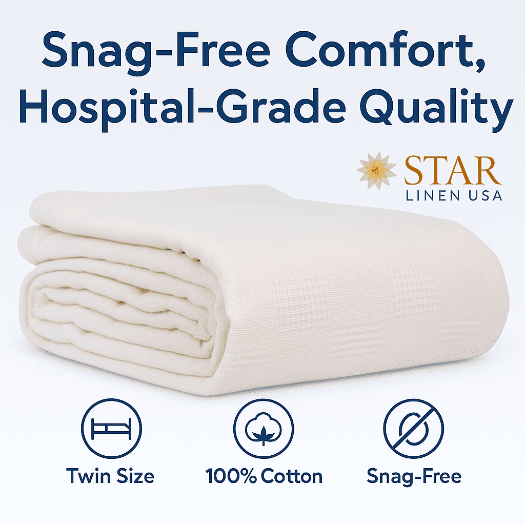 Hospital Thermal Blanket Throw Snag Free | 100% Cotton | Twin 66"x90" | White (1) - Image 6