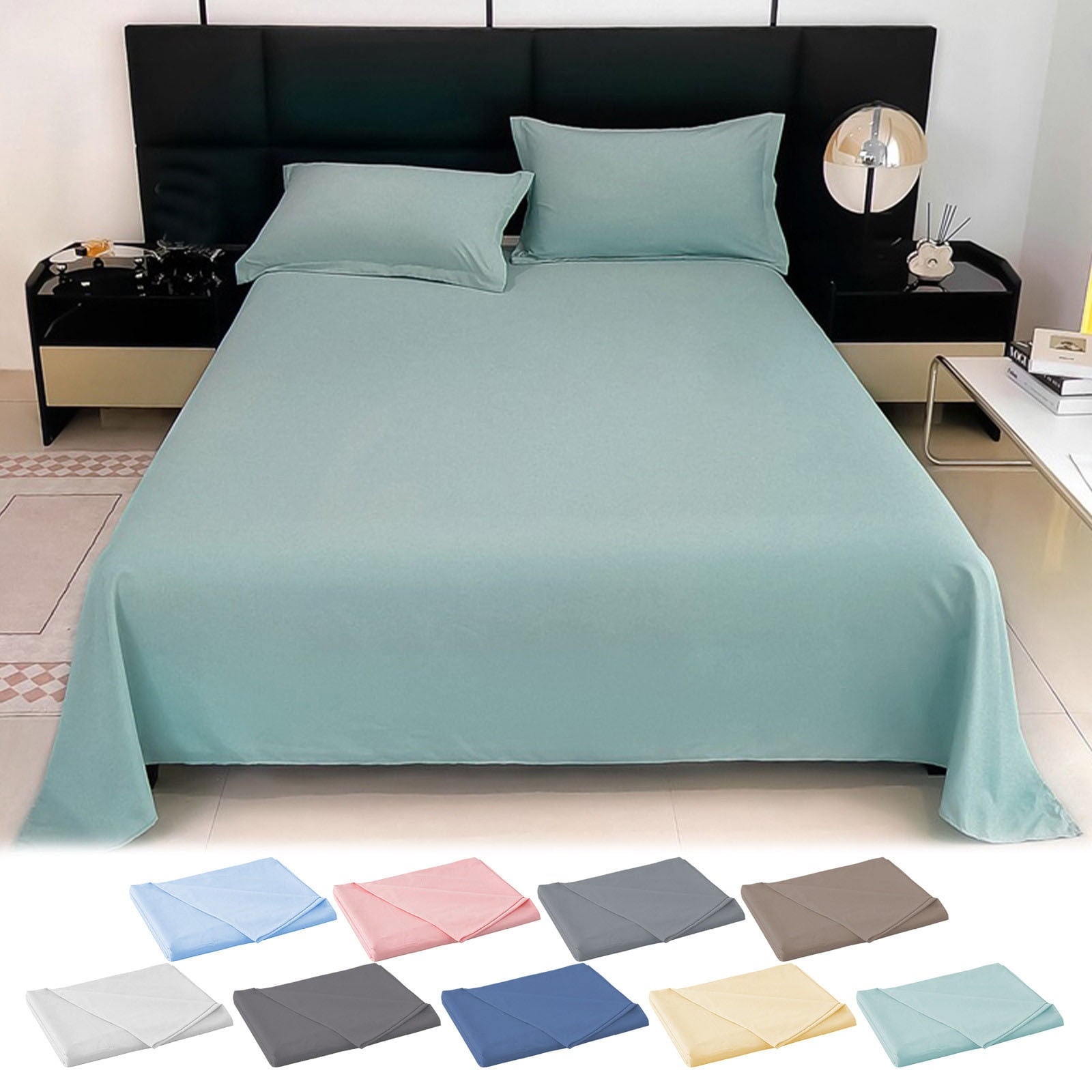 Under $5 Clearance! InsCrazy Bed Sheet, 100% Cotton Household Solid Color, Soft and breathable Bed Sheet Piece 66 x 96" - Image 5