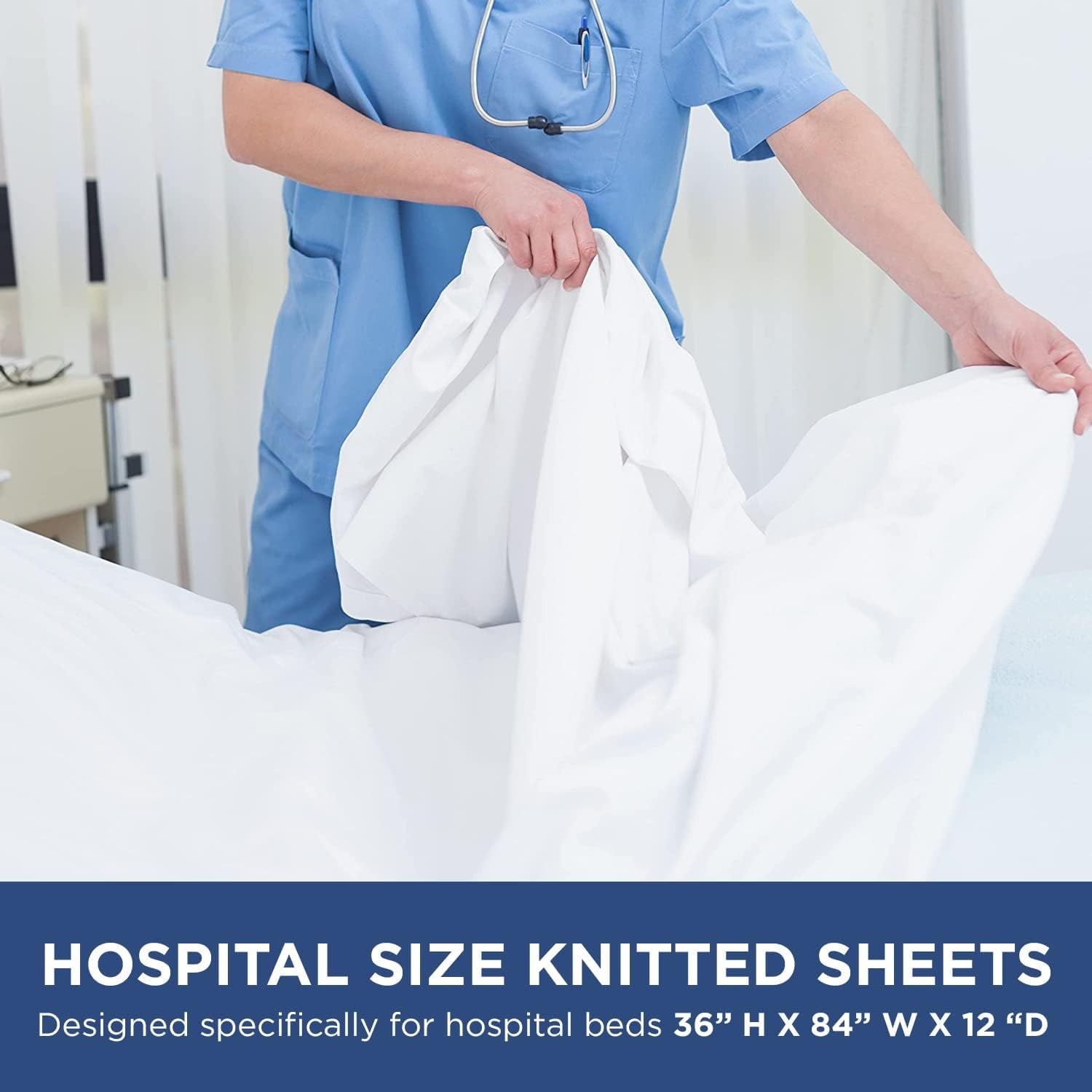 2 Pack Fitted Hospital Bed Sheets with Elastic All Around for a Perfect Fit - Cotton Rich Soft Knitted Jersey Sheet, ... - Image 5