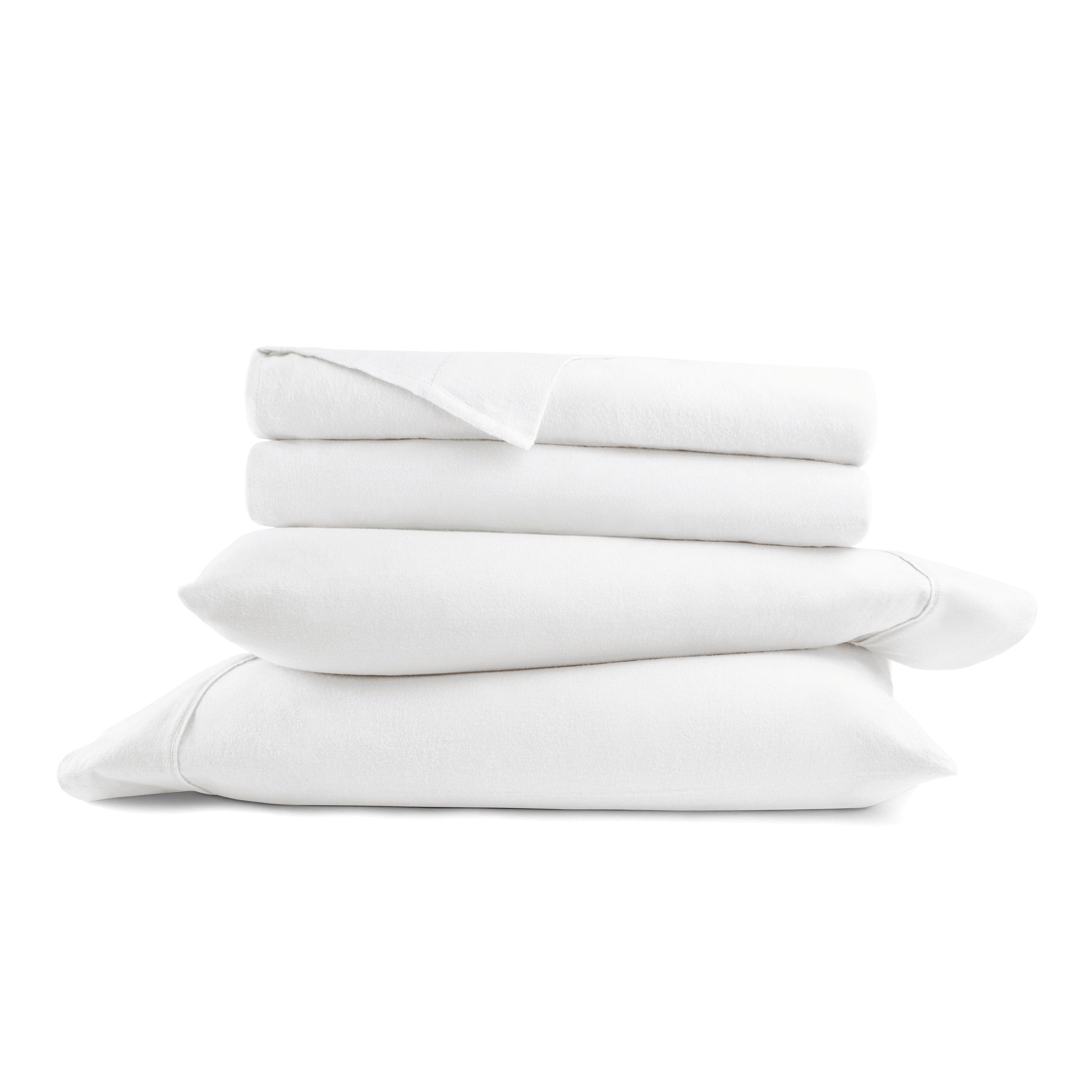 100% Cotton Flannel Bed Sheets Set for Full Size Bedding in White - Image 6