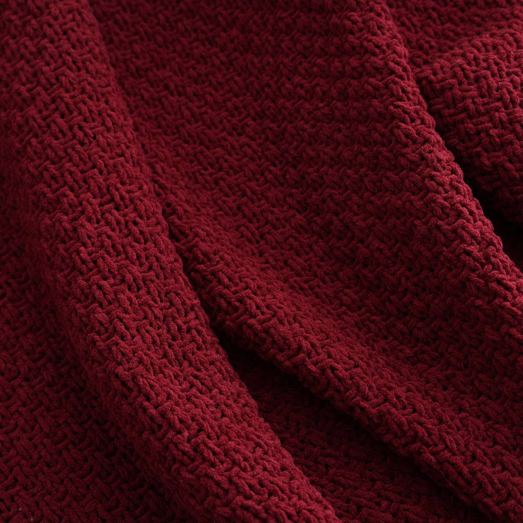 Better Homes & Gardens Chenille Knit Super Soft Oversized Throw Blanket, Merlot Wine - Image 4
