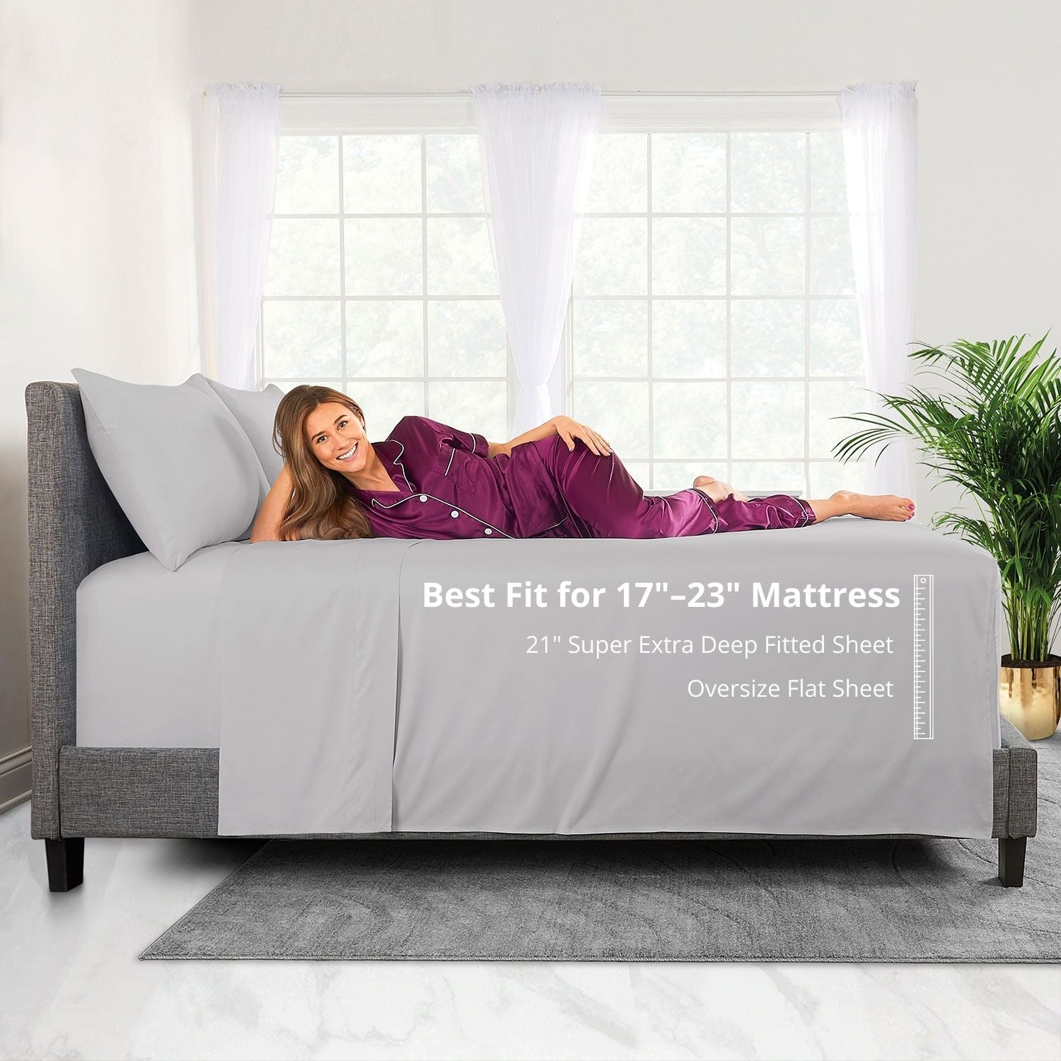 Bedding 21” King Extra Deep Pocket Sheets - Deep King Fitted Sheet - Super And Ultra Deep Sheet - For Deep Mattress -... - Image 2