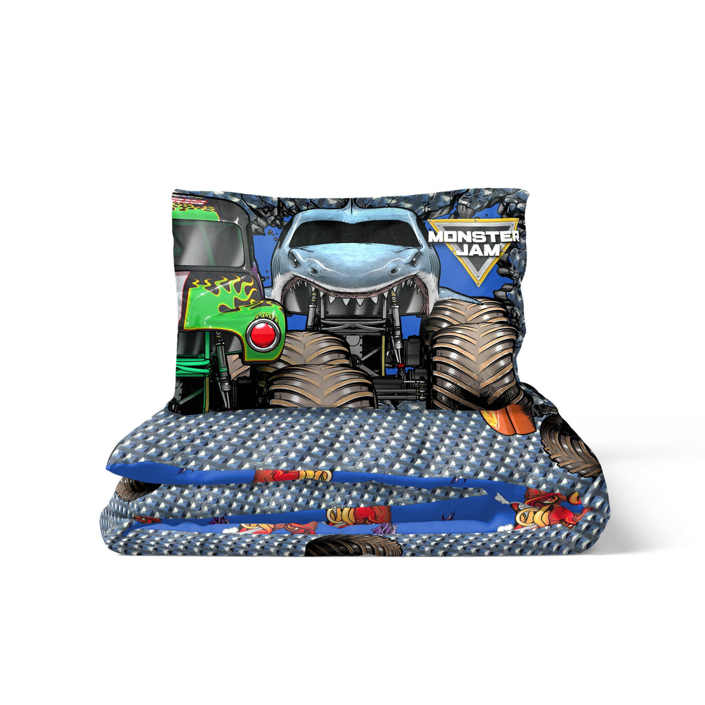Monster Jam Smash & Mash Kids Multicolor 2 Piece Reversible Comforter and Pillowcase Bedding Set, Twin/Full - Image 6