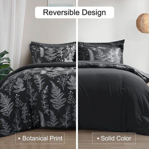 PHF 3 Pieces Printed Comforter Set Queen Size, Lightweight Botanical Floral Bed in a Bag, Ultra Soft Bedding Set with 1 Reversible Comforter - Image 2