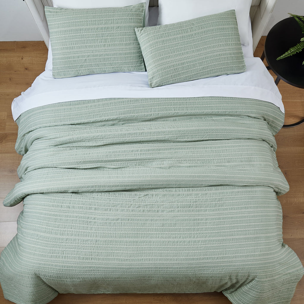 Crafted Woven 3-Piece Comforter Set, Green River, Full Queen, All Ages - Image 2