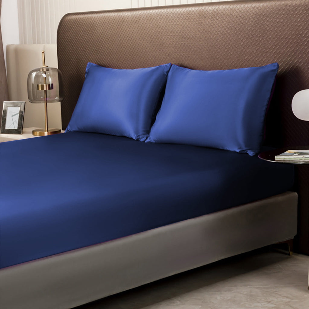Satin Twin Fitted Sheet, Easy Care, Fade Free, Long Lasting - Bottom Sheet 15" Deep Pocket Silk Fitted Sheet, Soft Wa... - Image 5