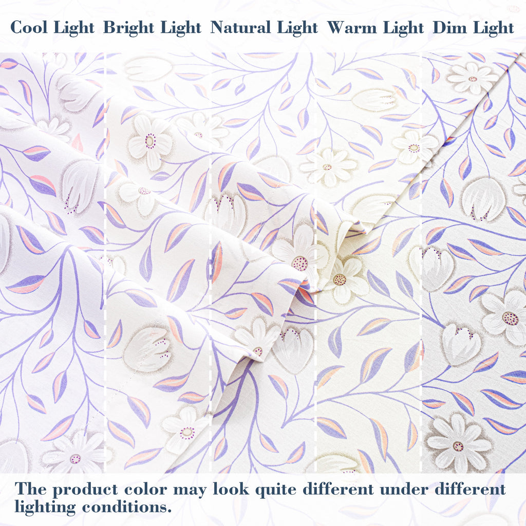 100% Cotton Full Size Sheets,4 Piece Pure Percale Bed Sheets Set Deep Pocket Fits Mattress Upto 15",floral vine pattern - Image 5