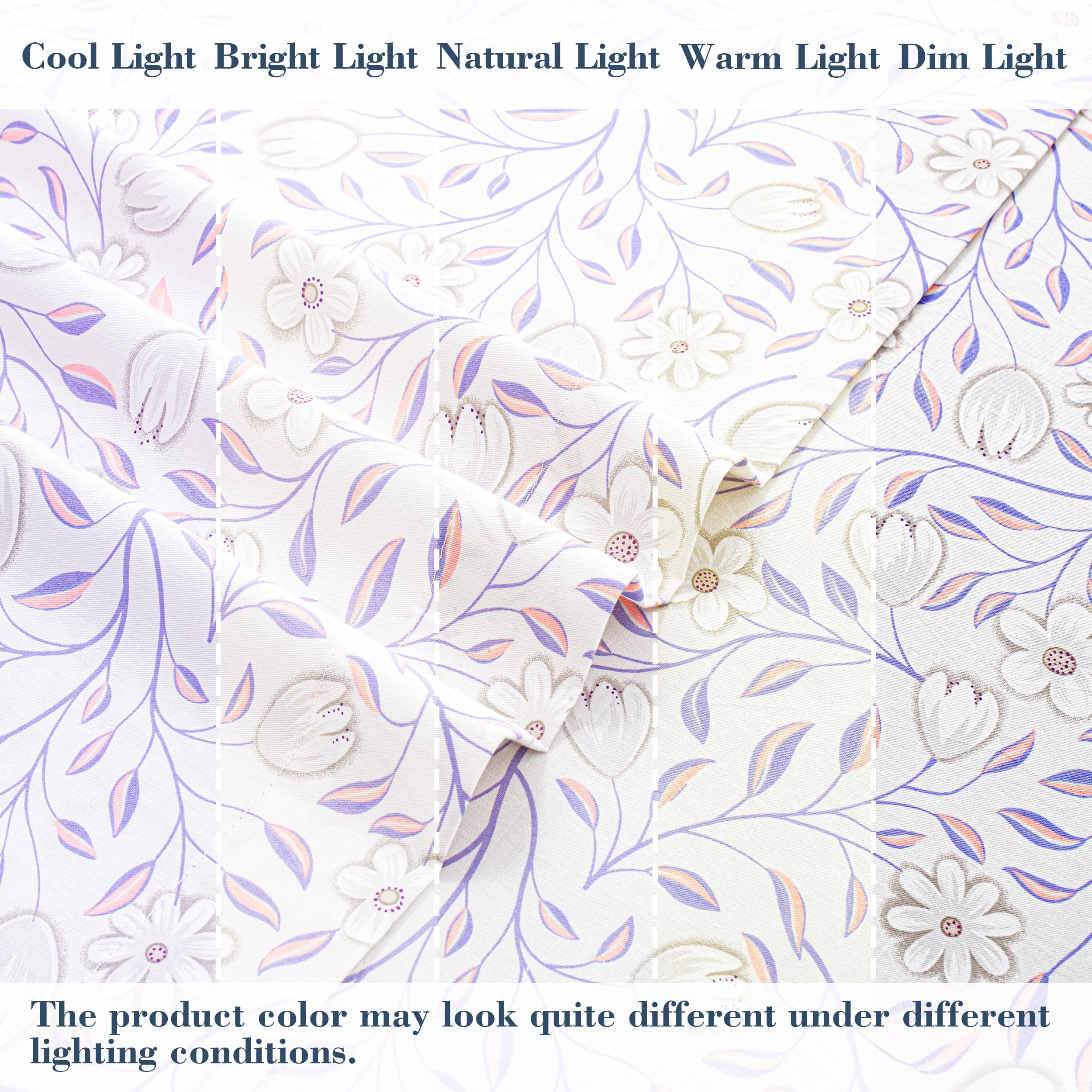 100% Cotton Full Size Sheets,4 Piece Pure Percale Bed Sheets Set Deep Pocket Fits Mattress Upto 15",floral vine pattern - Image 5