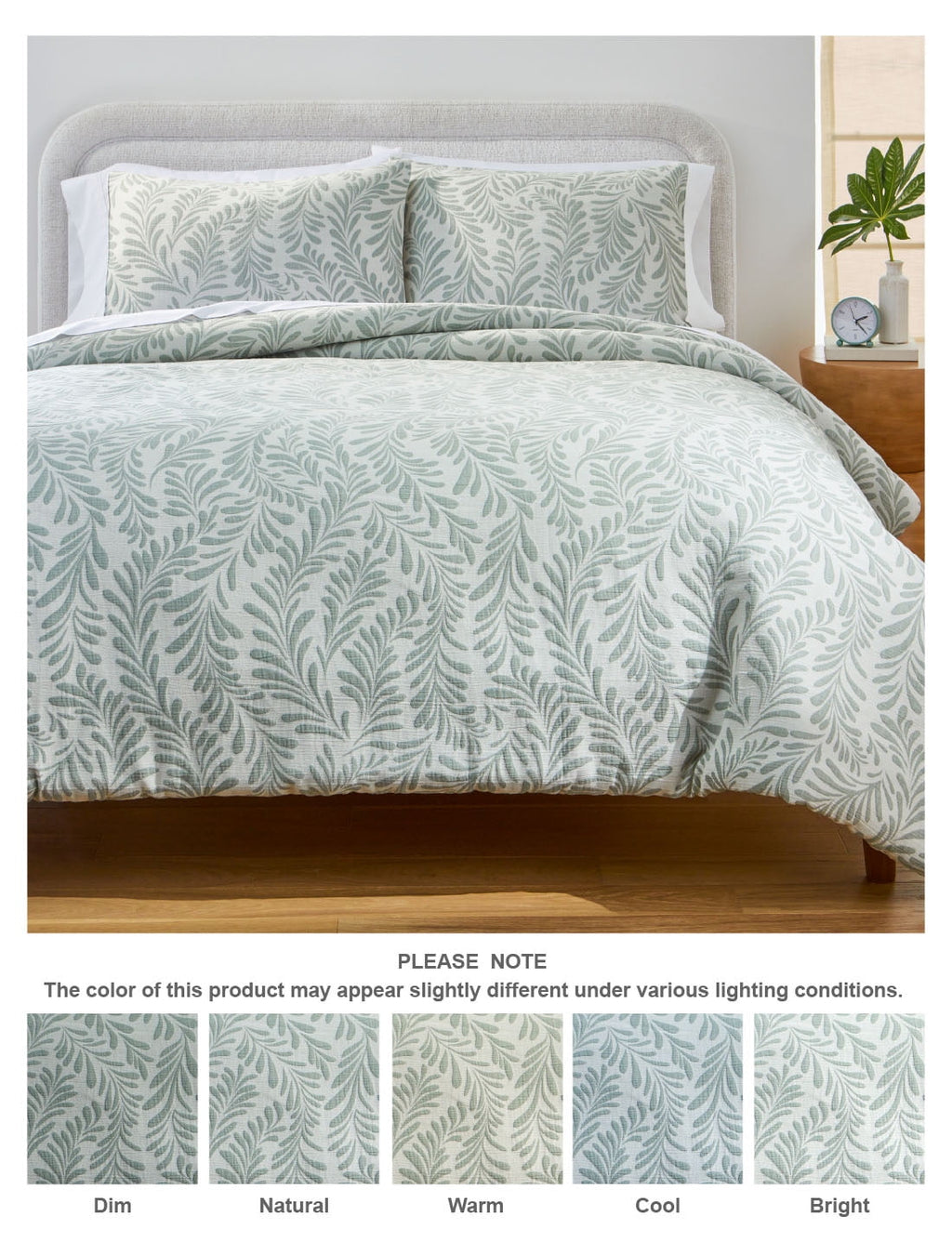 Botanical 3-Piece Comforter Set, Green, Full Queen, All Ages - Image 3