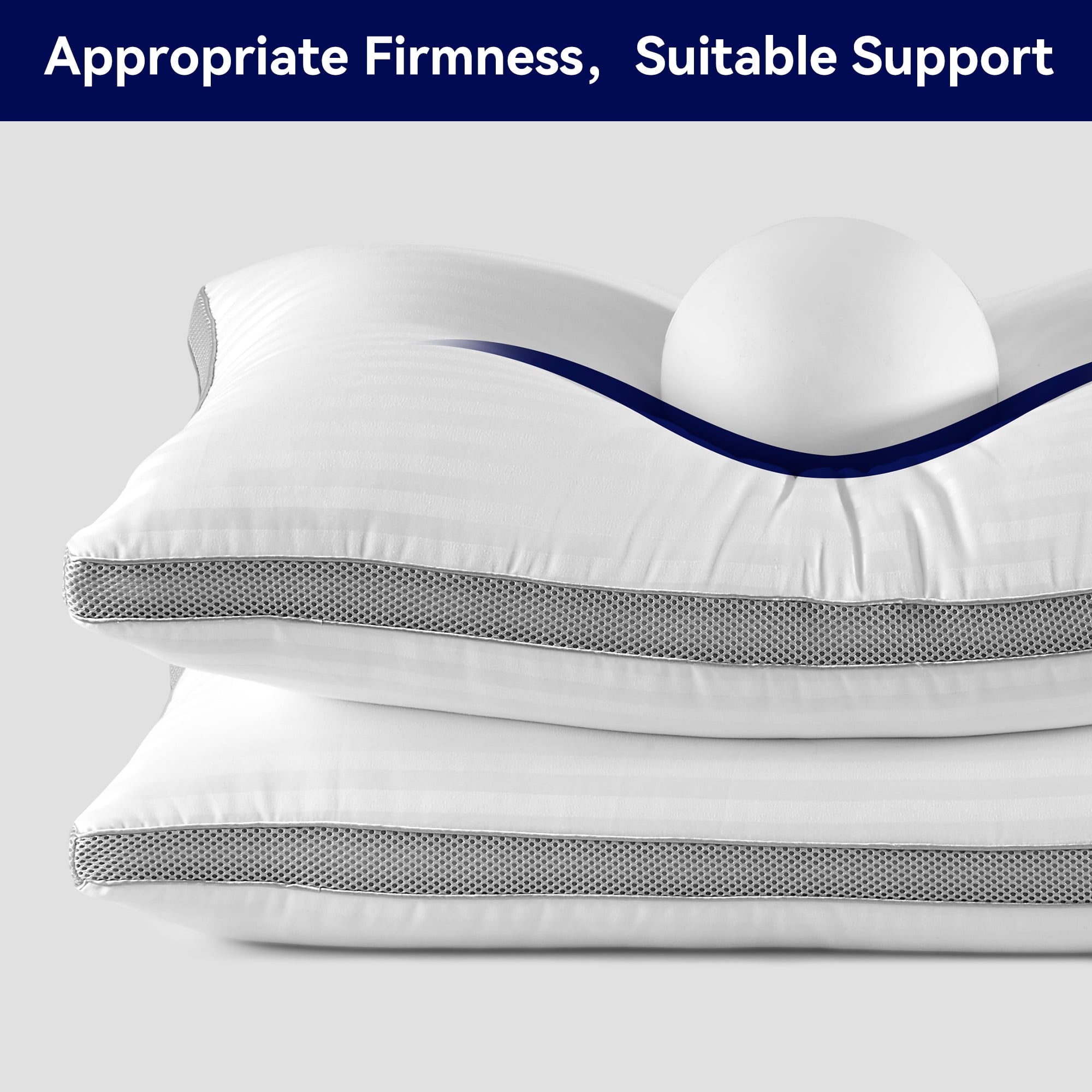 Bed Pillows for Sleeping, Queen Size Set of 2, Sandwich Mesh with Breathable Sides, Premium Medium pillows for Back, ... - Image 6