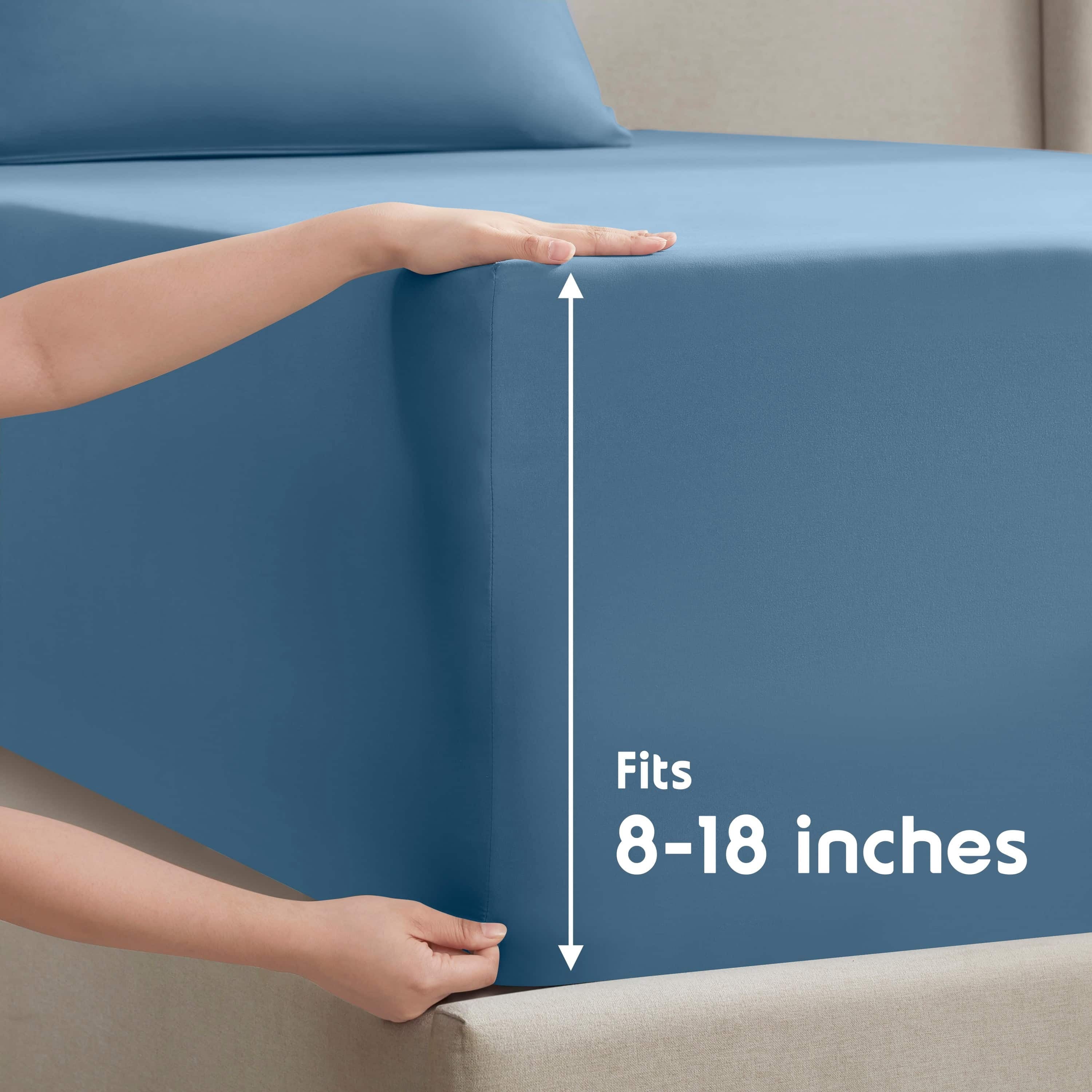 Split King Sheet Sets, 1800 Series Deep Pocket 5 Piece, Luxury Soft Microfiber Bed Sheet Sets, BLUE HEAVEN - Image 5
