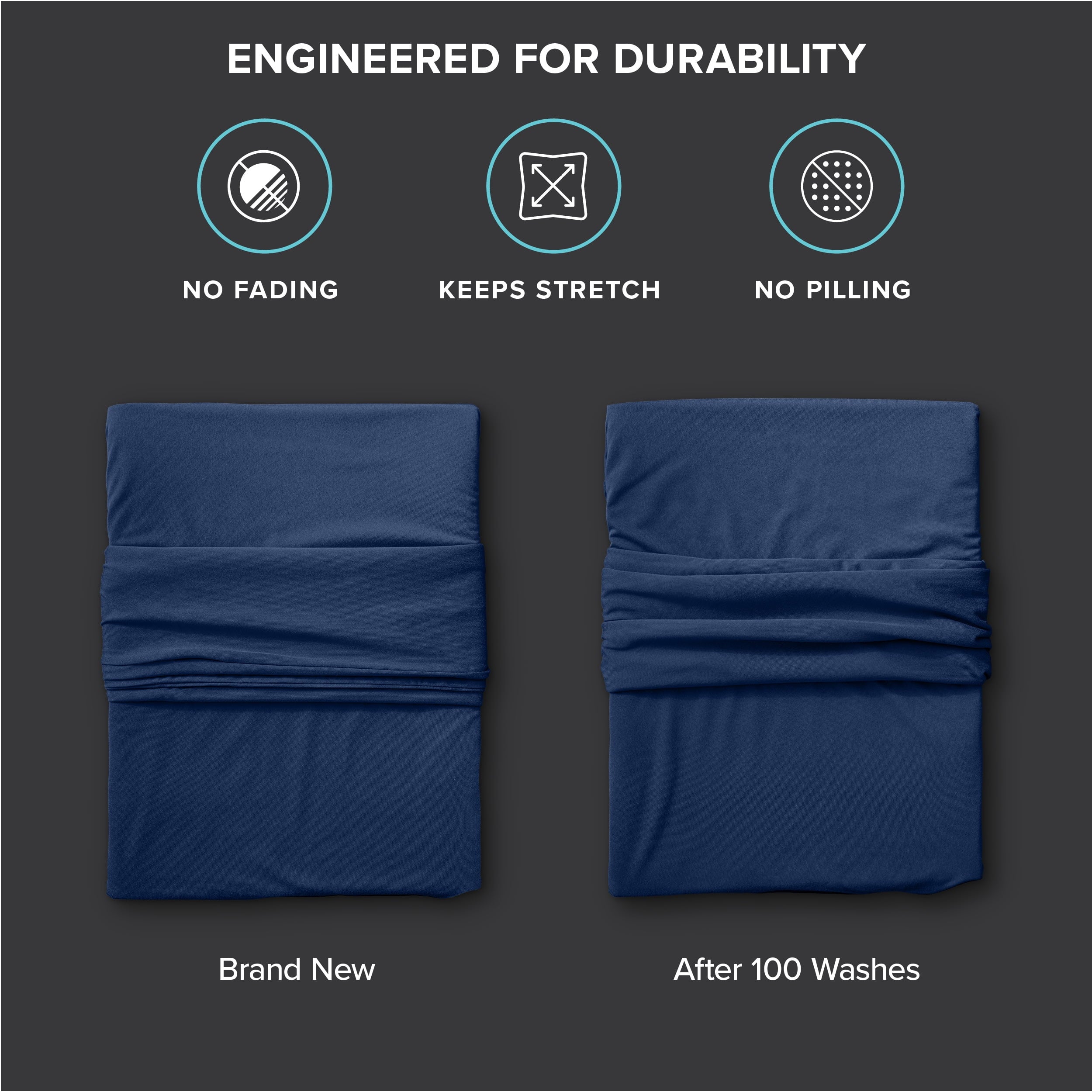Cooling Performance Jersey Knit Stretch Sheet Set, Moisture-Wicking & Breathable, 4-Way Stretch Bed Sheets, Envelope ... - Image 5