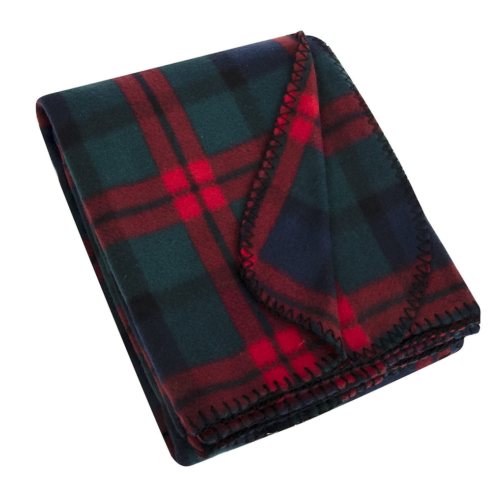 Single Plaid Color 60"L x 50"W Fleece Throw Blanket for Fall, Winter, Spring, Summer, Men, Women, Children & Pets in Red & Green Plaid - Image 3