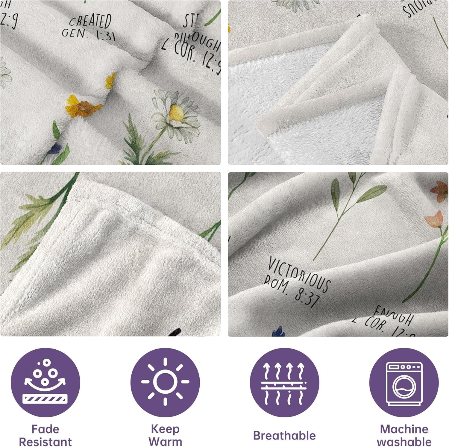 Christian Gifts for Women, Christian Blanket with Flowers, Birthday Gifts for Women, Inspirational, Religious Gifts f... - Image 4