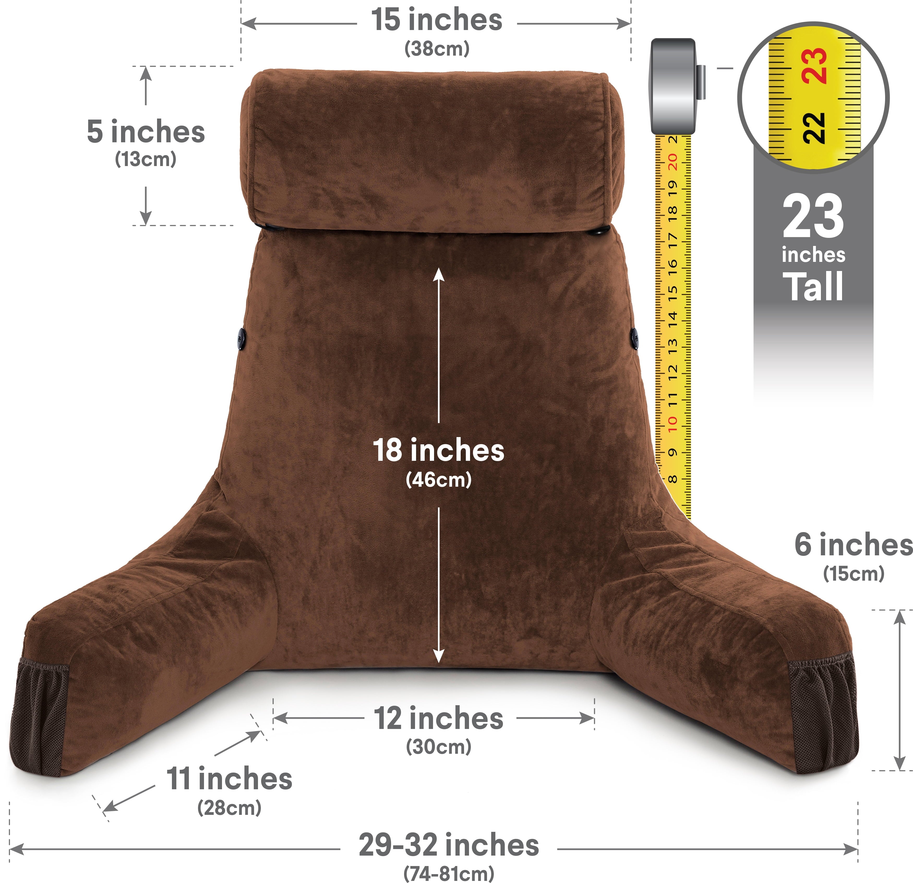 Medium Chocolate Brown, Backrest - Detach Neck Roll, Removable Cover - Image 2