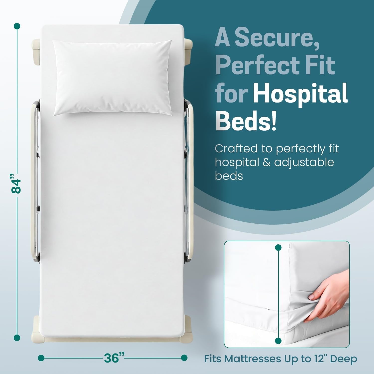 2 Pack Fitted Hospital Bed Sheets with Elastic All Around for a Double Brushed Ultra Soft Breathable 100% Microfiber ... - Image 5
