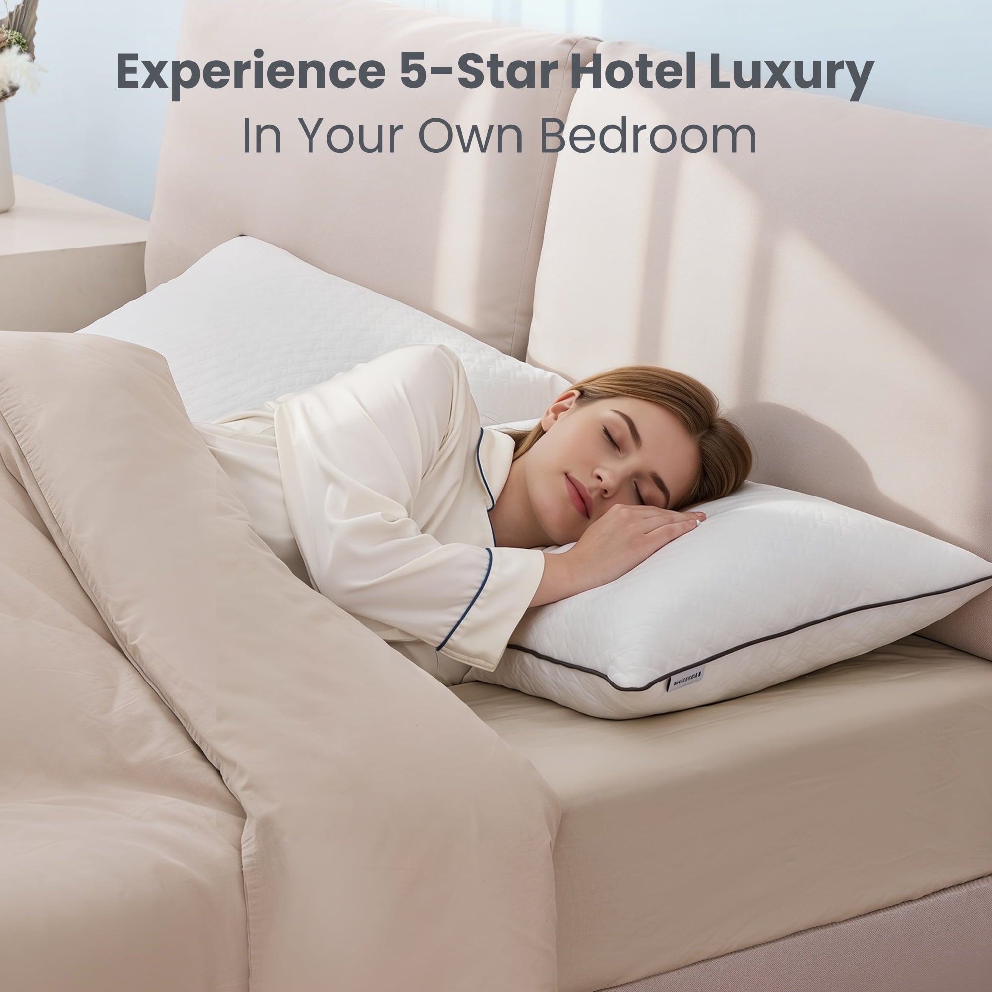 Bed Pillows Hotel Collection Luxury Down Alternative Pillow for Beds 2 Pack, Medium Support for Side & Back Sleepers ... - Image 3