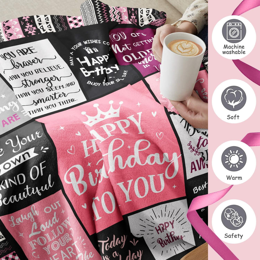 Birthday Gifts for Women Girls Throw Blanket, Happy Birthday Decorations for Women, Gifts for Women Birthday Unique, ... - Image 5
