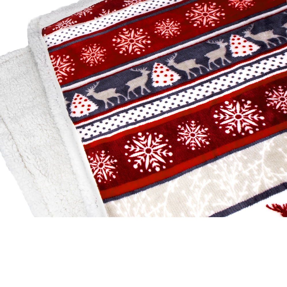 Premium Plush Sherpa Throw Christmas Blanket | Soft, Warm, Cozy, Reversible Microfiber Winter Cabin Throw | Plaid Hol... - Image 5