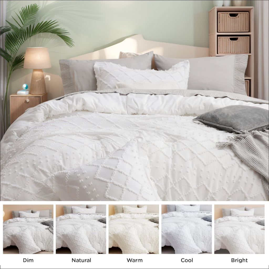 U by Bedsure Queen Comforter Set, Boho Tufted Shabby Chic Bedding Comforter Set, 3 Pieces Farmhouse Bed Set for All Seasons, White Bedding S - Image 2
