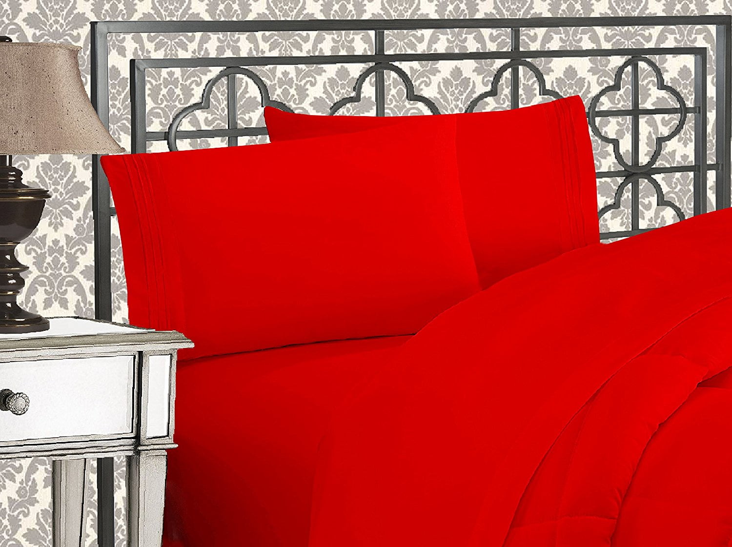4 Pieces Bed in a Bag Sheet Set Full Red