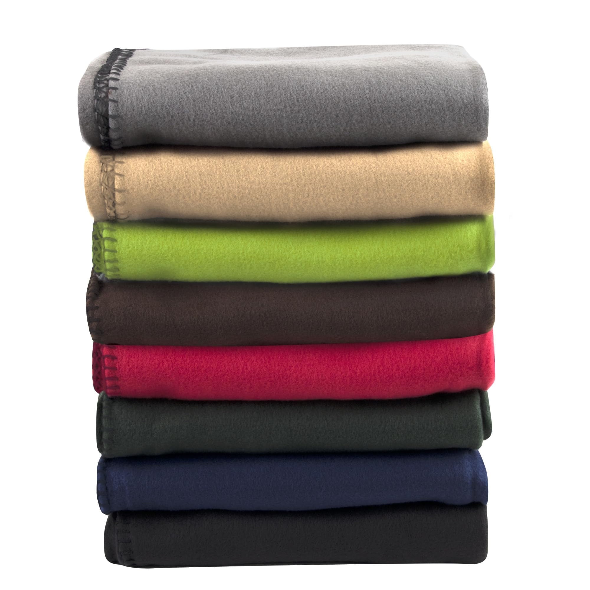 24 pack Trail maker 60”L x 50”W Solid Color Hypoallergenic Fleece Throw Blankets in Assorted Colors - Image 3