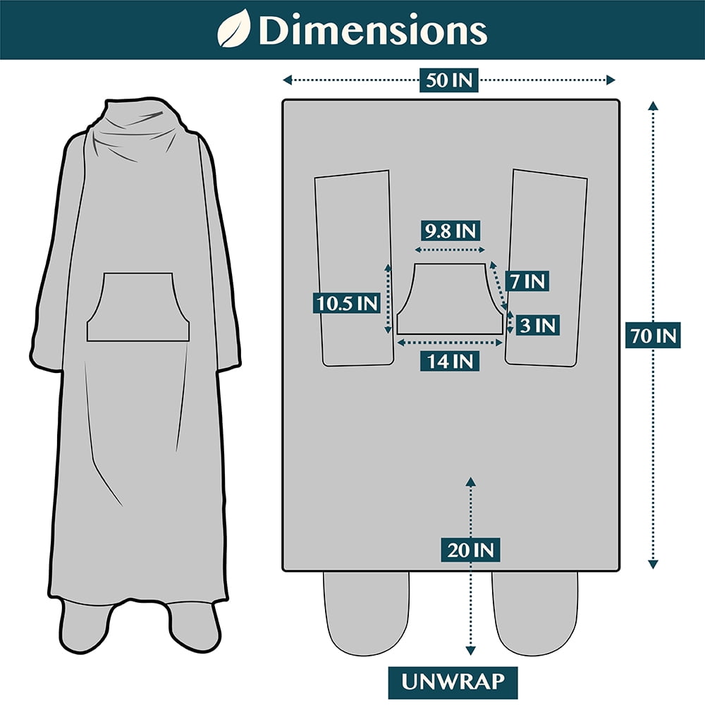 Fleece Blanket with Sleeves, Foot Pockets for Women Men Adults, Plush Wearable Blanket Throw Wrap, Warm Snuggle Blank... - Image 6