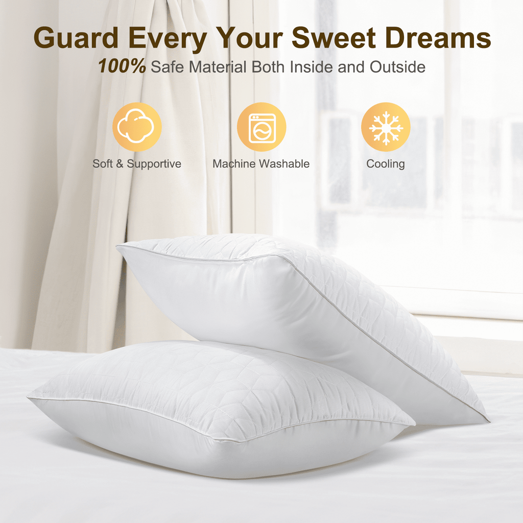 Bed Pillows Queen Size Set of 2, Hotel Gusseted Pillows for Sleeping, Alternative to Down Pillows, Soft Supportive & ... - Image 6