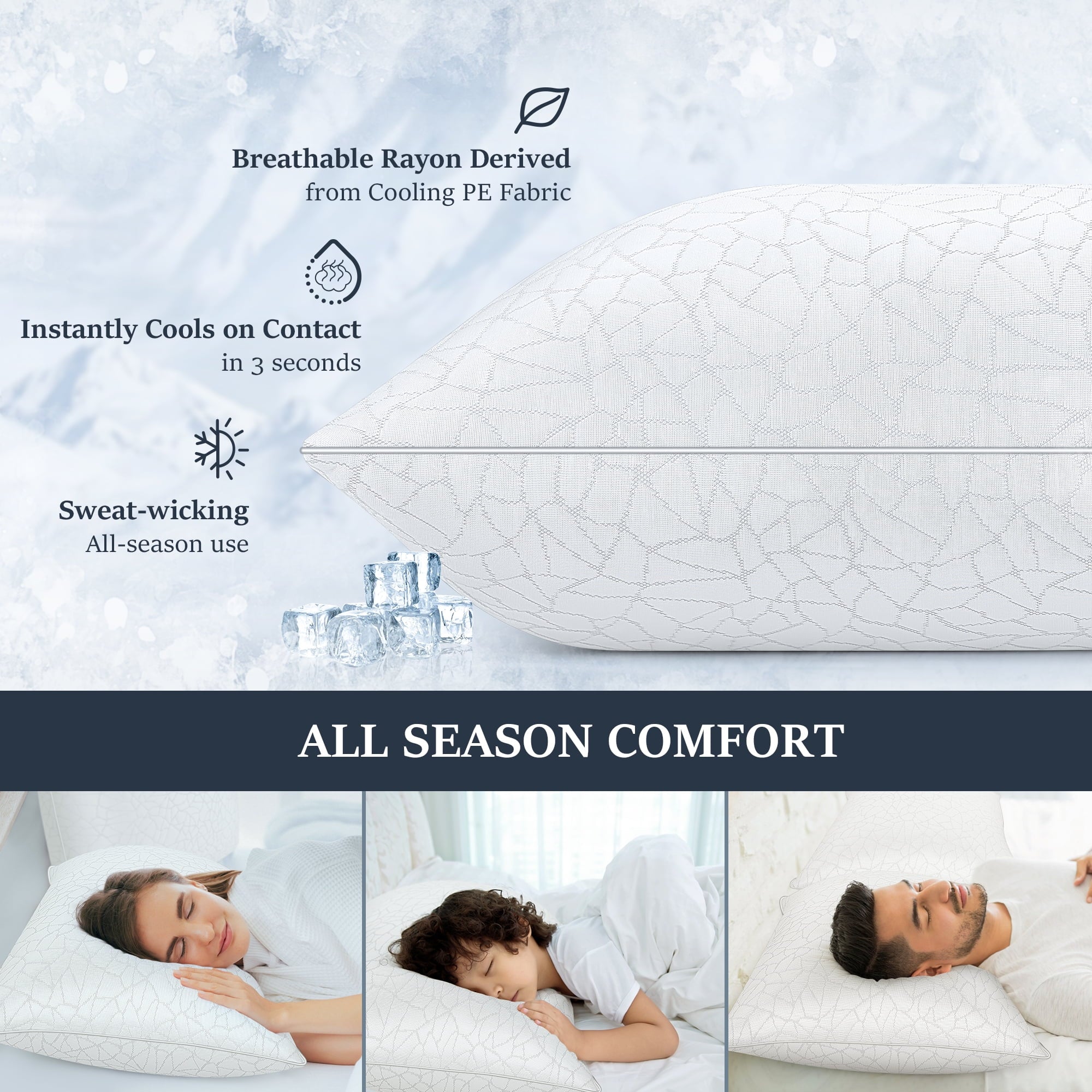 Queen Size Bed Pillows 1-Pack,2.2lb High Quality Down Alternative Filled,3D Breathable Cover,Hotel Collection Pillows... - Image 6