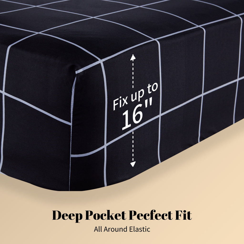 Full Bed Sheet Set, 4 Pieces Breathable & Super Soft, Easy Care Printed Microfiber with Deep Pocket & Envelope Closur... - Image 6