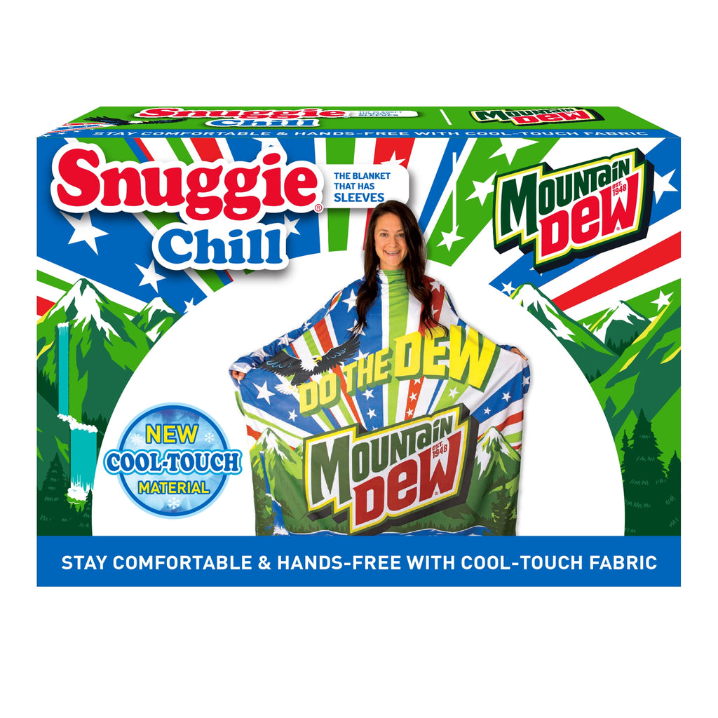 Snuggie Chill Wearable Blanket with Sleeves in Cool Touch Fabric, Mountain Dew Red White & Dew Americana - Image 3