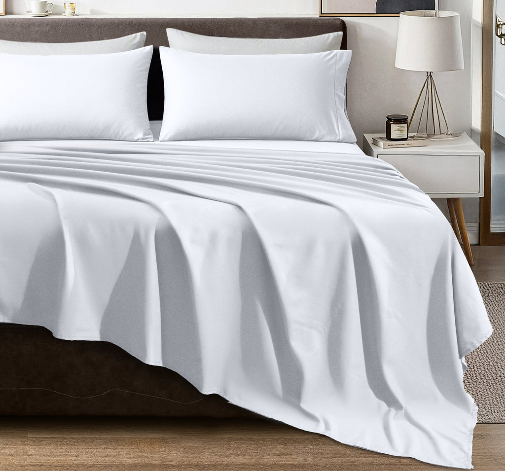 Beddora Queen Size Bed Sheet Set in Bright White – 4 Piece Microfiber Sheets, Ultra-Soft, Deep Pocket, Wrinkle-Resistant, Easy Care, Adult - Image 2