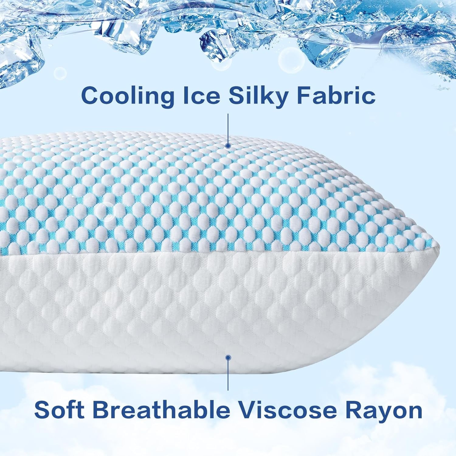 Thinway 2 Pack Cooling Pillow for Sleeping, Memory Foam Pillows Cool Bed Pillows Hotel Reversible Pillow with Washable Removable Cover for B - Image 2