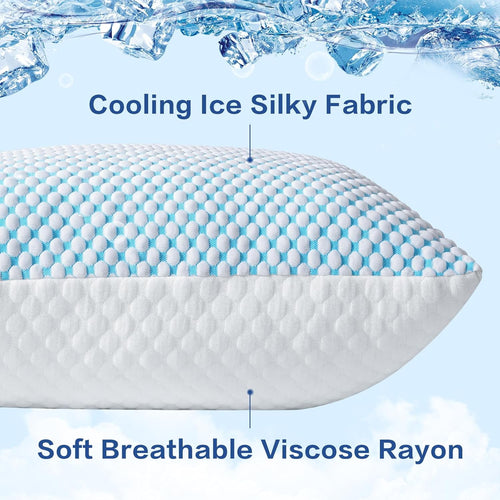 Thinway 2 Pack Cooling Pillow for Sleeping, Memory Foam Pillows Cool Bed Pillows Hotel Reversible Pillow with Washable Removable Cover for B - Image 2