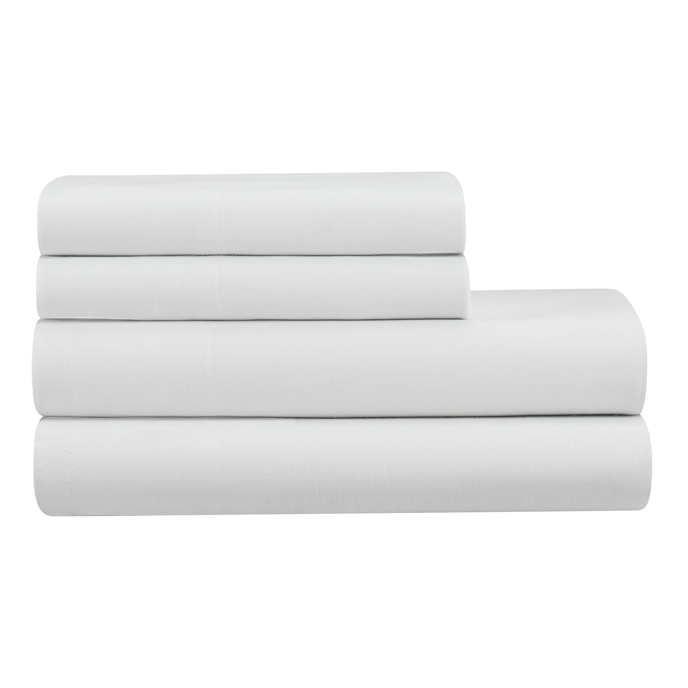 4-Piece White Lyocell & Linen Blend Percale Bed Sheet Set, Queen - Image 3