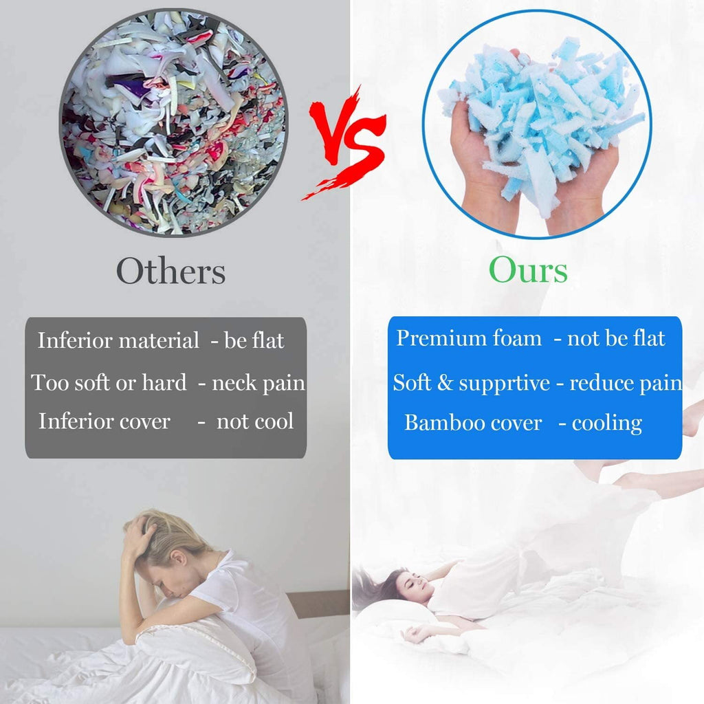SUPA MODERN Cooling Bed Pillows Queen Size Set of 2, Shredded Memory Foam Pillows for Sleeping 2 Pack, Adjustable Soft Firm Pillow for Side - Image 5