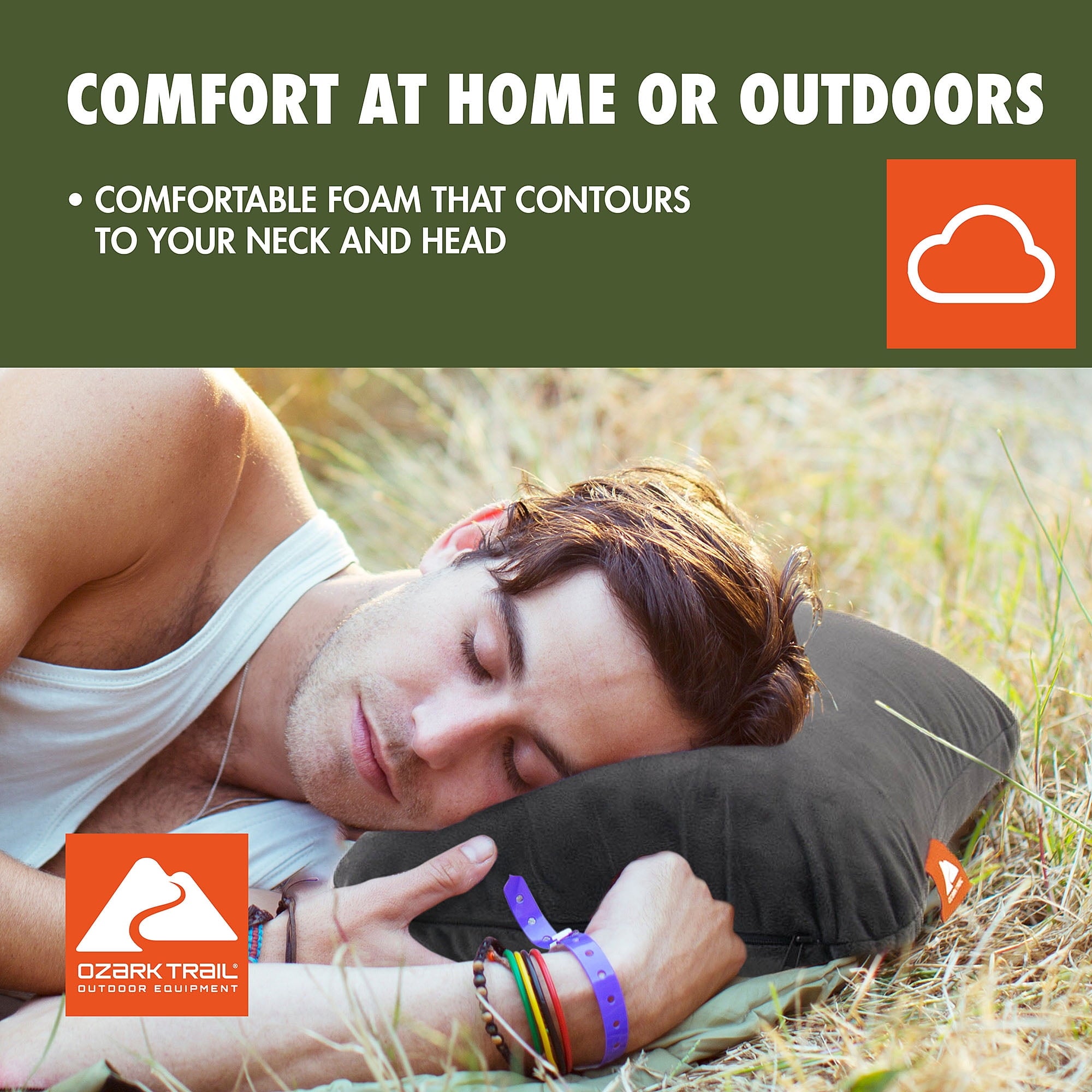 Ozark Trail Dark Grey Memory Foam Camping Pillow for Adults - Image 2