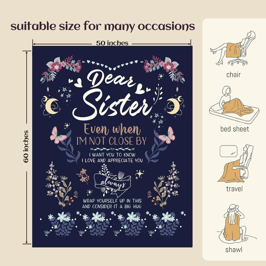 Sister Gifts Blanket, Sisters Gifts from Sister on Mother's Day, Blanket Present for Sisters on Valentine's Day, Happy Birthday Sister, to M - Image 3